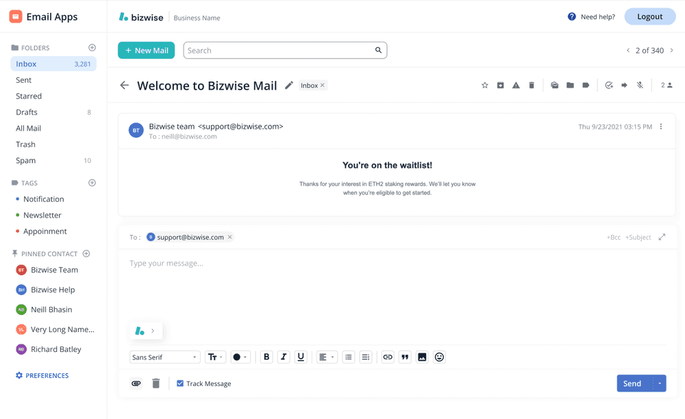 Email module screenshot