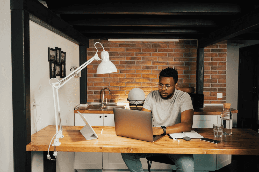 Man working on a laptop