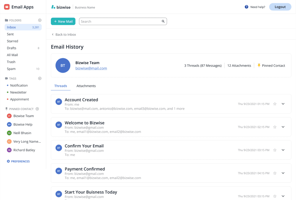 Email module screenshot
