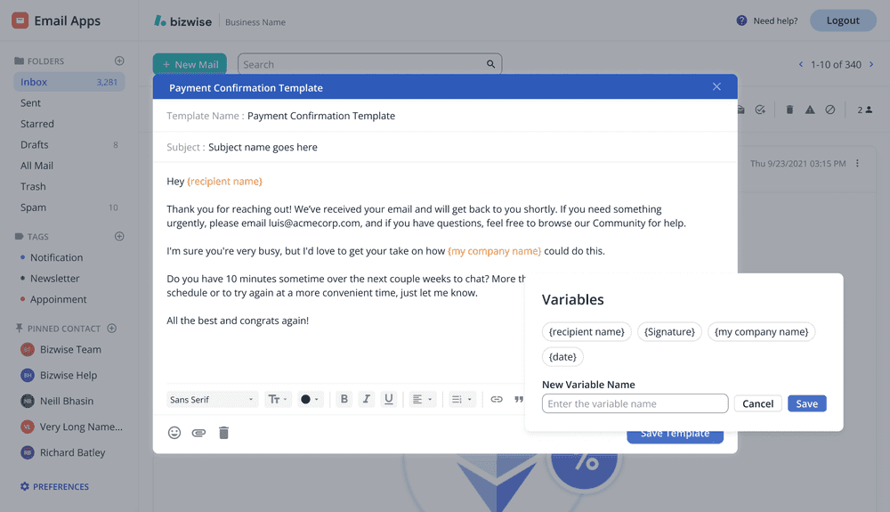 Email module screenshot